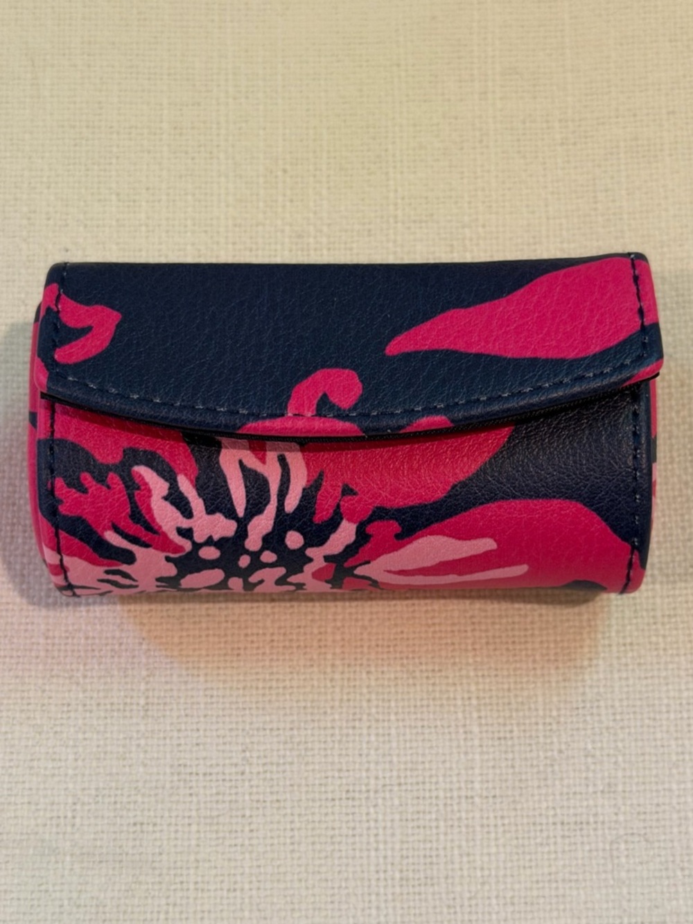 Lilly Pulitzer Navy and Pink Women's Lipstick Case w/ Mirror
